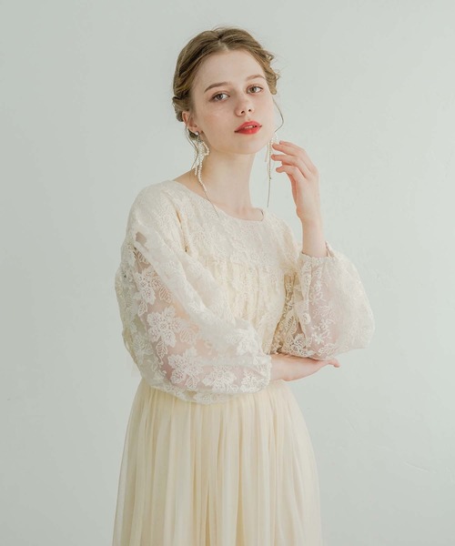 セール】flower design docking dress / 花柄ドッキング