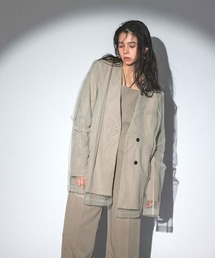 DONOBAN（ドノバン）の「【ANDRESD】stripe layered tulle jacket 結婚式  ジャケット オケージョン お呼ばれ 二次会 成人式 同窓会（ノーカラージャケット）」