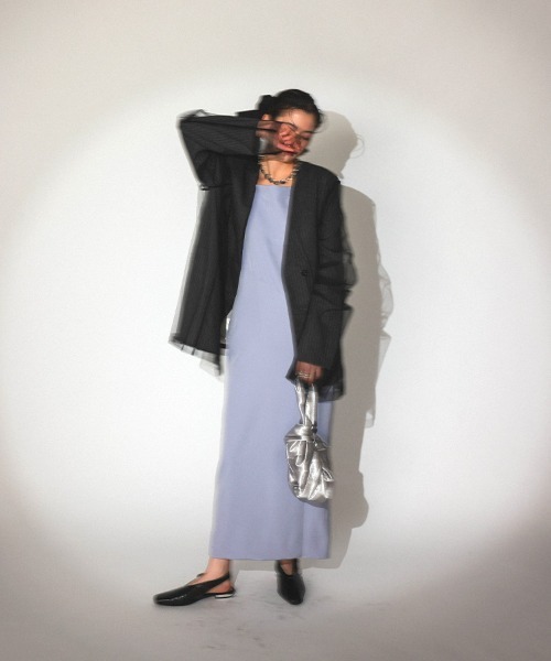 DONOBAN(ドノバン)の「【ANDRESD】stripe layered tulle jacket 結婚式 ジャケット オケージョン お呼ばれ 二次会 成人式 同窓会(ノーカラージャケット・レディース・チャコールグレー/ベージュ・M/S/L)」の11枚目の写真
