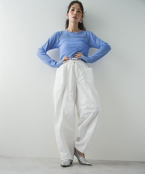 bohmal（ボマール）の「カーブレイヤードナイロンパンツ（その他パンツ・レディース・ホワイト/ブラック・FREE）」の4枚目の写真