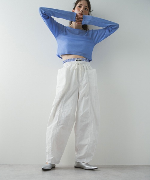 bohmal（ボマール）の「カーブレイヤードナイロンパンツ（その他パンツ・レディース・ホワイト/ブラック・FREE）」の5枚目の写真