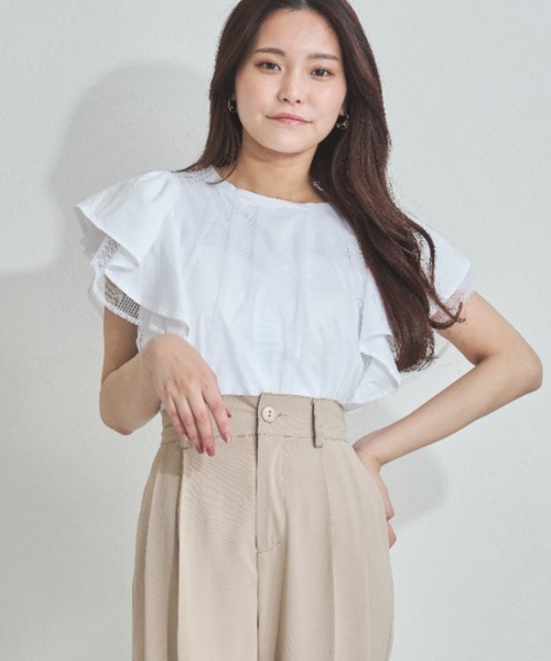 MISCH MASCH（ミッシュマッシュ）の「ZOZO限定 チュールフリルカットソー（Tシャツ/カットソー・レディース・ブラック/ホワイト・ﾌﾘ-）」の21枚目の写真