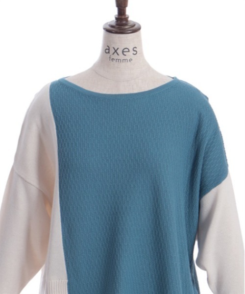 axes femme(アクシーズファム)の「レイヤード風バイカラーニット(ニット/セーター・レディース・ブルー/杢グレー/ブラック・FREE)」の8枚目の写真