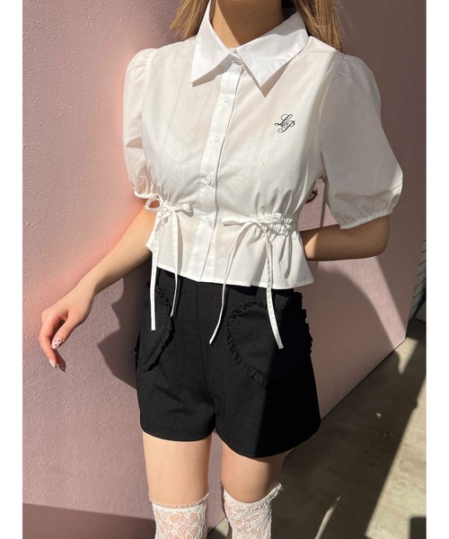 PHILLY（フィリー）の「【PHILLY】ウエストリボンパフスリーブブラウス（シャツ/ブラウス・レディース・ホワイト/ピンク/グレー・FREE）」の6枚目の写真