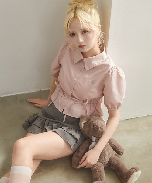 PHILLY（フィリー）の「【PHILLY】ウエストリボンパフスリーブブラウス（シャツ/ブラウス・レディース・ホワイト/ピンク/グレー・FREE）」の15枚目の写真