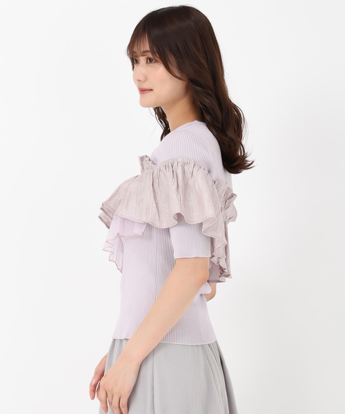 MISCH MASCH(ミッシュマッシュ)の「アシンメトリー2wayフリルニット(ニット/セーター・レディース・ホワイト/ブラック/ラベンダー・フリ-)」の5枚目の写真