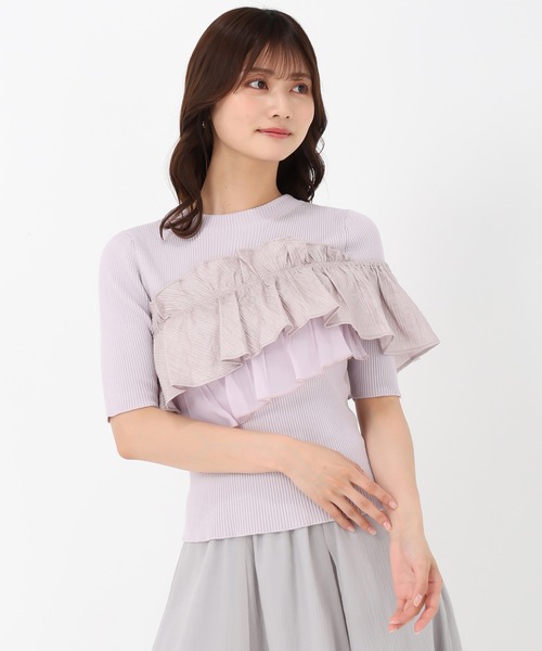 MISCH MASCH(ミッシュマッシュ)の「アシンメトリー2wayフリルニット(ニット/セーター・レディース・ホワイト/ブラック/ラベンダー・フリ-)」の16枚目の写真