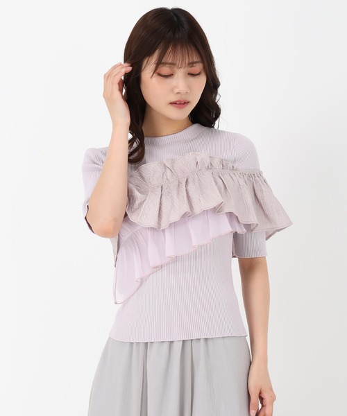 MISCH MASCH(ミッシュマッシュ)の「アシンメトリー2wayフリルニット(ニット/セーター・レディース・ホワイト/ブラック/ラベンダー・フリ-)」の17枚目の写真