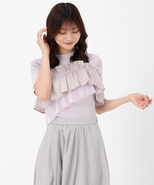 MISCH MASCH(ミッシュマッシュ)の「アシンメトリー2wayフリルニット(ニット/セーター・レディース・ホワイト/ブラック/ラベンダー・フリ-)」の19枚目の写真
