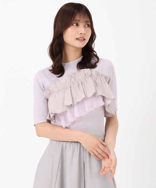 MISCH MASCH(ミッシュマッシュ)の「アシンメトリー2wayフリルニット(ニット/セーター・レディース・ホワイト/ブラック/ラベンダー・フリ-)」の20枚目の写真