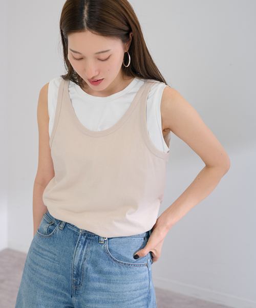 FRAMeWORK(フレームワーク)の「Healthknit/ヘルスニット 別注トンプキンスタンクトップ(タンクトップ・レディース・ホワイト/ブラウン/ベージュ/ライトイエロー・FREE)」の4枚目の写真