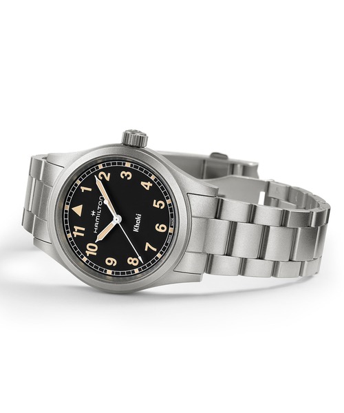 HAMILTON（ハミルトン）の「HAMILTON [ハミルトン] 腕時計 Khaki Field （カーキ フィールド）  クオーツ 38MM ブラック×シルバー（アナログ腕時計・メンズ・ブラック・FREE）」の5枚目の写真
