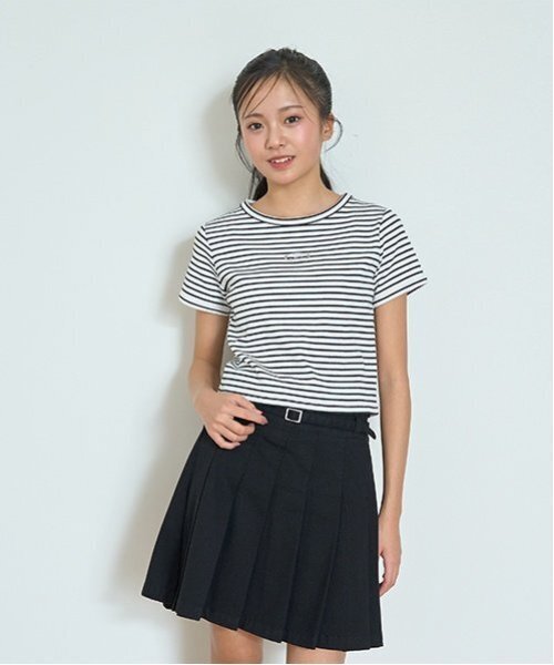 LOVETOXIC(ラブトキシック)の「テレコ半袖Tシャツ(Tシャツ/カットソー・キッズ・ブラック/オフホワイト/サックスブルー/レッド/カラフル・S:140cm/M:150cm/L:160cm)」の5枚目の写真