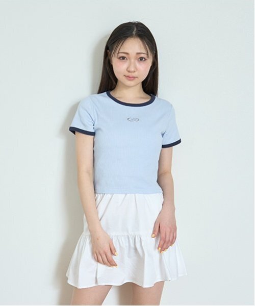 LOVETOXIC(ラブトキシック)の「テレコ半袖Tシャツ(Tシャツ/カットソー・キッズ・ブラック/オフホワイト/サックスブルー/レッド/カラフル・S:140cm/M:150cm/L:160cm)」の3枚目の写真