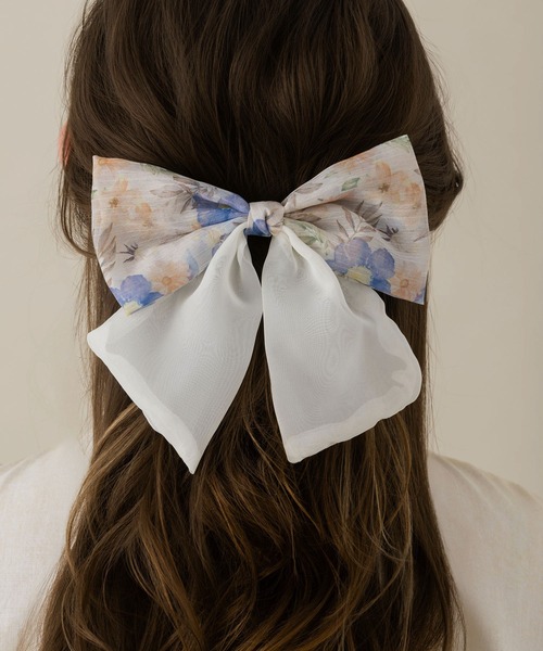 #ゆんの気まぐれオークション　（梅）　e まとめ売りラッタ コラッタ LA MUE】花柄シアーリボンバレッタ（バレッタ/ヘアクリップ）｜LA MUe