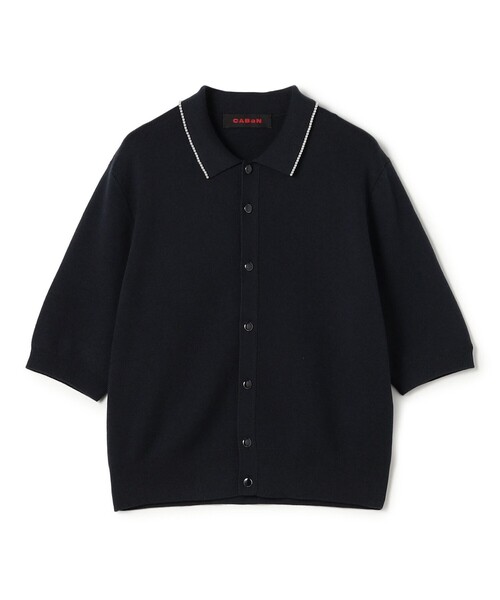 caban(キャバン)の「コットンカシミヤ パールポロカーディガン(カーディガン/ボレロ・レディース・グリーン/ライトピンク/ブラック/ライトブルー/ホワイト/ライトパープル/グレー/イエロー/ネイビー・FREE)」の7枚目の写真