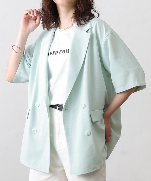 COLONY 2139(コロニートゥーワンスリーナイン)の「テックリネン半袖テーラードジャケット(テーラードジャケット・レディース・ミント/ブラウン/ブラック/グレイッシュベージュ・SMALL/MEDIUM)」の4枚目の写真