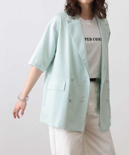 COLONY 2139(コロニートゥーワンスリーナイン)の「テックリネン半袖テーラードジャケット(テーラードジャケット・レディース・ミント/ブラウン/ブラック/グレイッシュベージュ・SMALL/MEDIUM)」の6枚目の写真