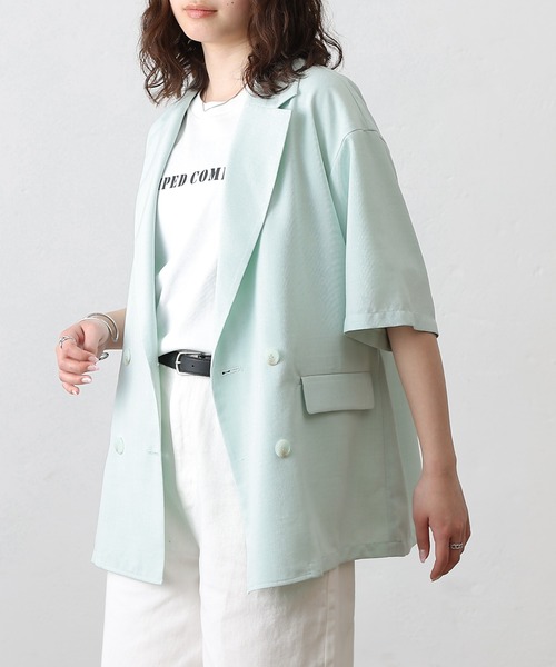 COLONY 2139(コロニートゥーワンスリーナイン)の「テックリネン半袖テーラードジャケット(テーラードジャケット・レディース・ミント/ブラウン/ブラック/グレイッシュベージュ・SMALL/MEDIUM)」の8枚目の写真