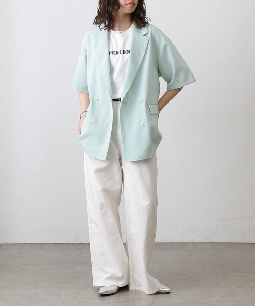 COLONY 2139(コロニートゥーワンスリーナイン)の「テックリネン半袖テーラードジャケット(テーラードジャケット・レディース・ミント/ブラウン/ブラック/グレイッシュベージュ・SMALL/MEDIUM)」の5枚目の写真