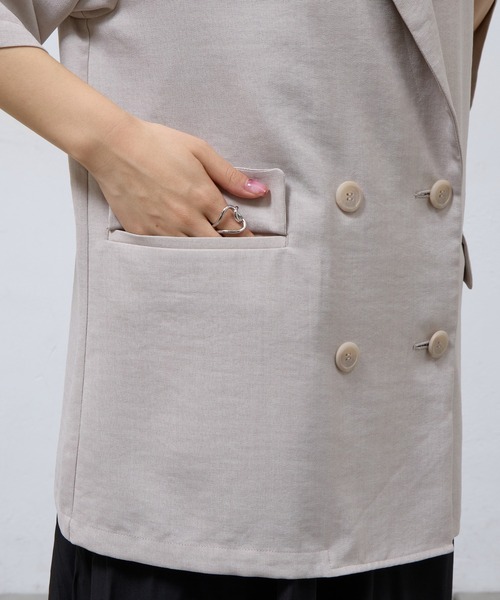 COLONY 2139(コロニートゥーワンスリーナイン)の「テックリネン半袖テーラードジャケット(テーラードジャケット・レディース・ミント/ブラウン/ブラック/グレイッシュベージュ・SMALL/MEDIUM)」の18枚目の写真