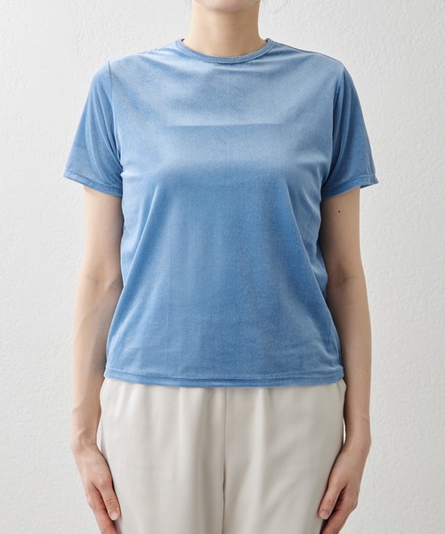 THE PAUSE（ザ ポーズ）の「【THE PAUSE】ベロアコンパクトTシャツ（Tシャツ/カットソー・レディース・ブルー/グレー/オフホワイト・FREE）」の9枚目の写真