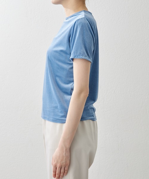 THE PAUSE（ザ ポーズ）の「【THE PAUSE】ベロアコンパクトTシャツ（Tシャツ/カットソー・レディース・ブルー/グレー/オフホワイト・FREE）」の10枚目の写真