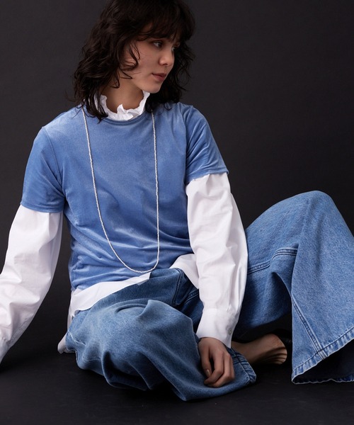 THE PAUSE（ザ ポーズ）の「【THE PAUSE】ベロアコンパクトTシャツ（Tシャツ/カットソー・レディース・ブルー/グレー/オフホワイト・FREE）」の21枚目の写真