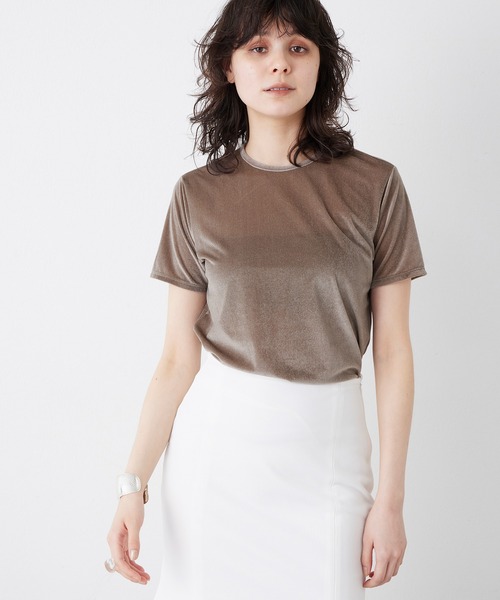 THE PAUSE（ザ ポーズ）の「【THE PAUSE】ベロアコンパクトTシャツ（Tシャツ/カットソー・レディース・ブルー/グレー/オフホワイト・FREE）」の8枚目の写真