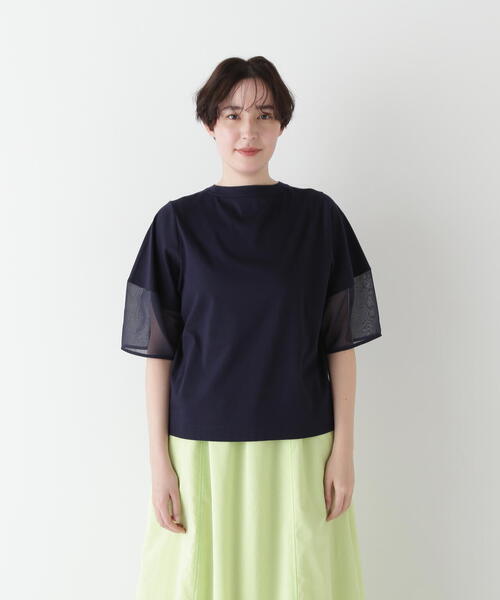 human woman（ヒューマンウーマン）の「◆シアードッキングモックネックカットソープルオーバー（Tシャツ/カットソー・レディース・ライトグリーン/ネイビー/グレー・MEDIUM）」の19枚目の写真