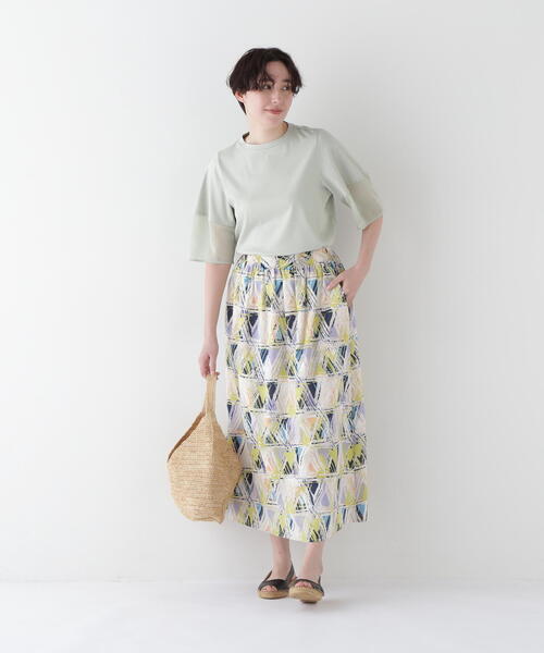 human woman（ヒューマンウーマン）の「◆シアードッキングモックネックカットソープルオーバー（Tシャツ/カットソー・レディース・ライトグリーン/ネイビー/グレー・MEDIUM）」の14枚目の写真