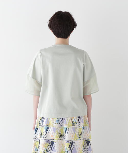 human woman（ヒューマンウーマン）の「◆シアードッキングモックネックカットソープルオーバー（Tシャツ/カットソー・レディース・ライトグリーン/ネイビー/グレー・MEDIUM）」の11枚目の写真