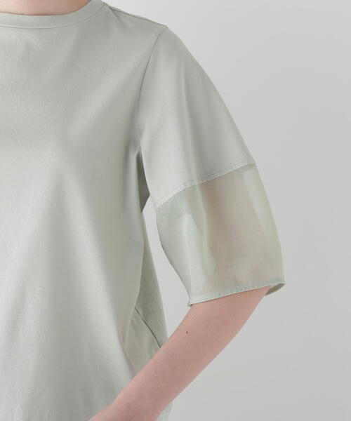 human woman（ヒューマンウーマン）の「◆シアードッキングモックネックカットソープルオーバー（Tシャツ/カットソー・レディース・ライトグリーン/ネイビー/グレー・MEDIUM）」の9枚目の写真