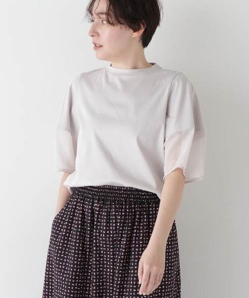 human woman（ヒューマンウーマン）の「◆シアードッキングモックネックカットソープルオーバー（Tシャツ/カットソー・レディース・ライトグリーン/ネイビー/グレー・MEDIUM）」の2枚目の写真