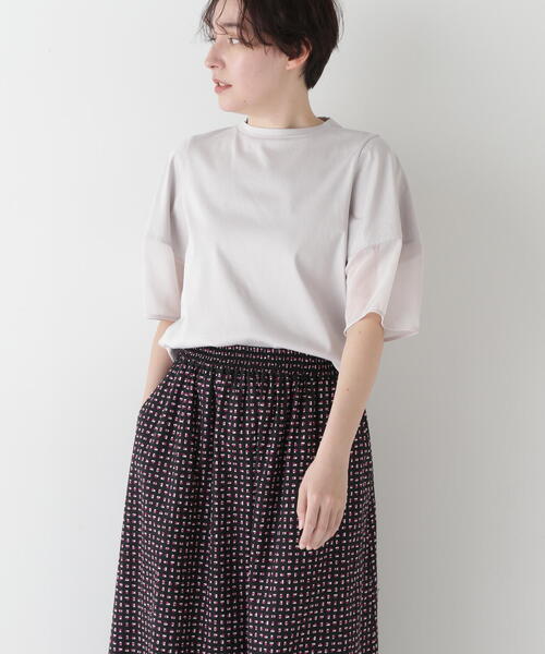 human woman（ヒューマンウーマン）の「◆シアードッキングモックネックカットソープルオーバー（Tシャツ/カットソー・レディース・ライトグリーン/ネイビー/グレー・MEDIUM）」の6枚目の写真