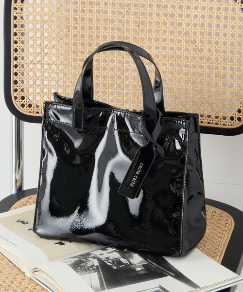 セール】【cache cache】エナメル風ショッパー小サイズ（エコ