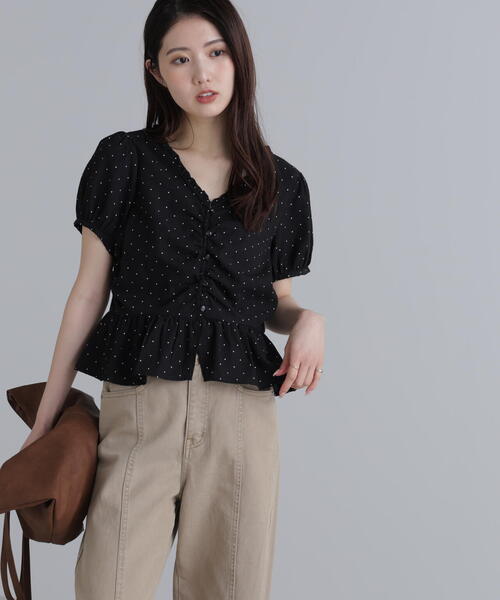 FREE'S MART(フリーズマート)の「◆ペプラムギャザーブラウス(シャツ/ブラウス・レディース・ブルー/ホワイト系その他/ブラウン/ブラック・FREE)」の21枚目の写真