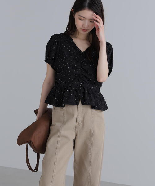 FREE'S MART(フリーズマート)の「◆ペプラムギャザーブラウス(シャツ/ブラウス・レディース・ブルー/ホワイト系その他/ブラウン/ブラック・FREE)」の22枚目の写真