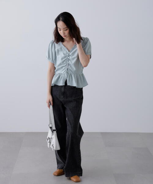 ブラウス シャツ ペプラムギャザーブラウス レディース INDIVI｜ペプラムギャザーブラウス | Rakuten Fashion(楽天