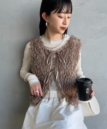 nenom（ネノム）の「[nenom ネノム] 前後2WAY フェザーフリンジショートベスト【追加】（ベスト）」