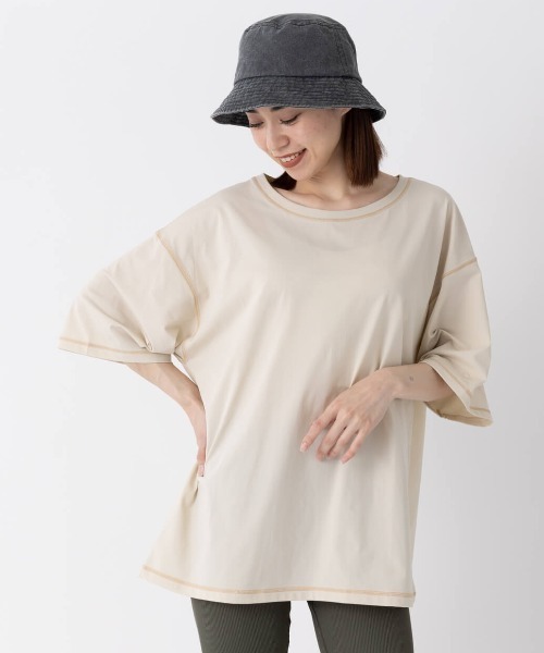 Ocean Pacific（オーシャンパシフィック）の「【OP:オーピー】レディース半袖ラッシュTシャツ/水陸両用半袖ラッシュガード(水着)（ラッシュガード・レディース・ホワイト/ブラウン・MEDIUM/LARGE）」の11枚目の写真