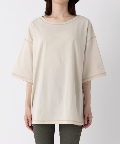 Ocean Pacific（オーシャンパシフィック）の「【OP:オーピー】レディース半袖ラッシュTシャツ/水陸両用半袖ラッシュガード(水着)（ラッシュガード・レディース・ホワイト/ブラウン・MEDIUM/LARGE）」の12枚目の写真