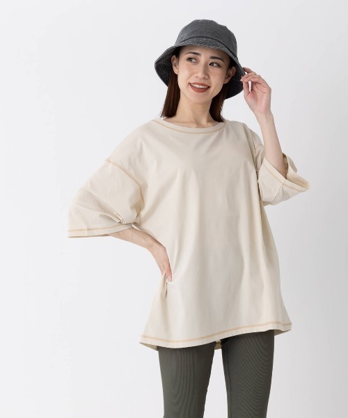 Ocean Pacific（オーシャンパシフィック）の「【OP:オーピー】レディース半袖ラッシュTシャツ/水陸両用半袖ラッシュガード(水着)（ラッシュガード・レディース・ホワイト/ブラウン・MEDIUM/LARGE）」の20枚目の写真