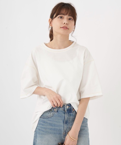 Ocean Pacific（オーシャンパシフィック）の「【OP:オーピー】レディース半袖ラッシュTシャツ/水陸両用半袖ラッシュガード(水着)（ラッシュガード・レディース・ホワイト/ブラウン・MEDIUM/LARGE）」の3枚目の写真