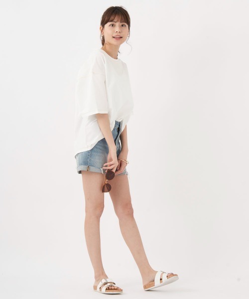 Ocean Pacific（オーシャンパシフィック）の「【OP:オーピー】レディース半袖ラッシュTシャツ/水陸両用半袖ラッシュガード(水着)（ラッシュガード・レディース・ホワイト/ブラウン・MEDIUM/LARGE）」の6枚目の写真