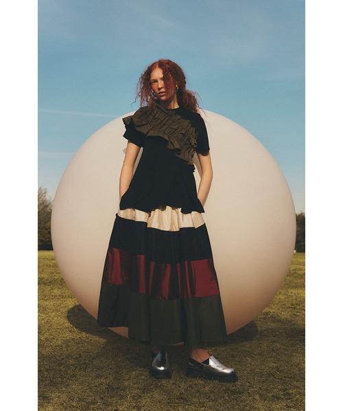 スカート OMMO MULTI BORDER VOLUME SK OMMO ONLINE STORE / MULTI BORDER VOLUME SK