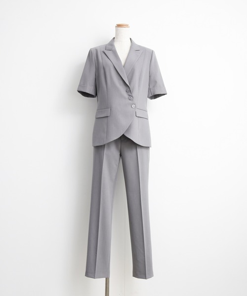 DRESS PLUS（ドレスプラス）の「ボタンがアクセントのセットアップスーツ（スーツパンツ・レディース・グレー/ネイビー/グレイッシュブルー・M/L）」の19枚目の写真