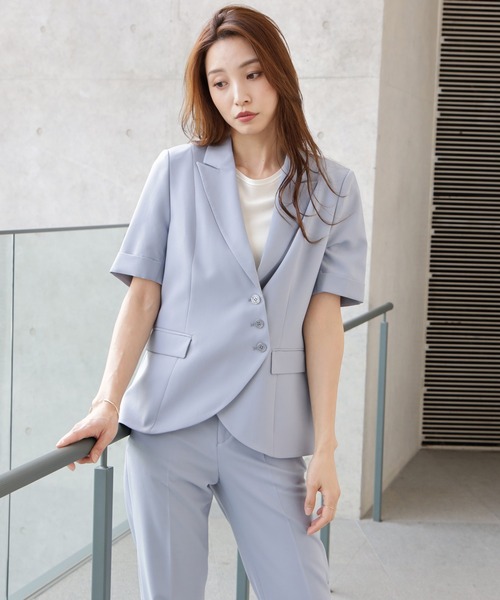 DRESS PLUS（ドレスプラス）の「ボタンがアクセントのセットアップスーツ（スーツパンツ・レディース・グレー/ネイビー/グレイッシュブルー・M/L）」の22枚目の写真