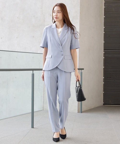 DRESS PLUS（ドレスプラス）の「ボタンがアクセントのセットアップスーツ（スーツパンツ・レディース・グレー/ネイビー/グレイッシュブルー・M/L）」の20枚目の写真