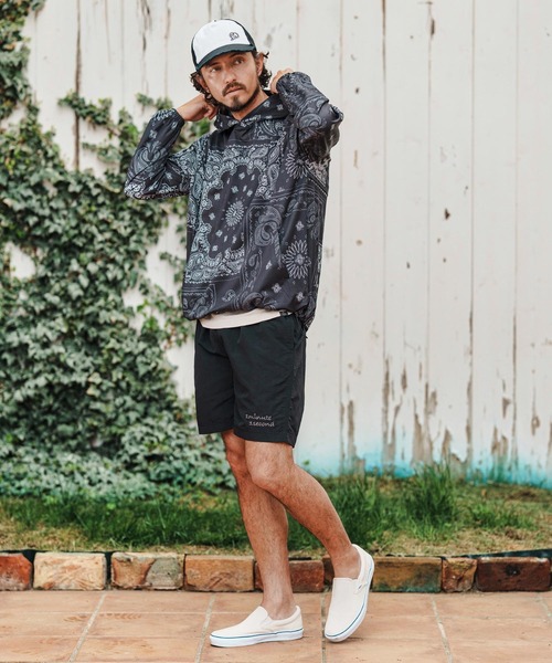 1minute 1second（ワンミニットワンセカンド）の「mp13519-Cursive embroidery nylon swim shorts ナイロンショーツ（その他パンツ・メンズ・チャコール/オリーブ/ブラック・S/M/L/XL）」の8枚目の写真